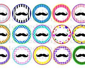 Mustache Bash; Digital Bottle Cap Images - Mustache Bash