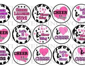 Cheerleading No. 155 Digital Bottle Cap Images - Mustache Bash