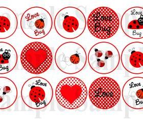 LADY BUG LOVE No. 259 Digital Bottle Cap Images - Mustache Bash